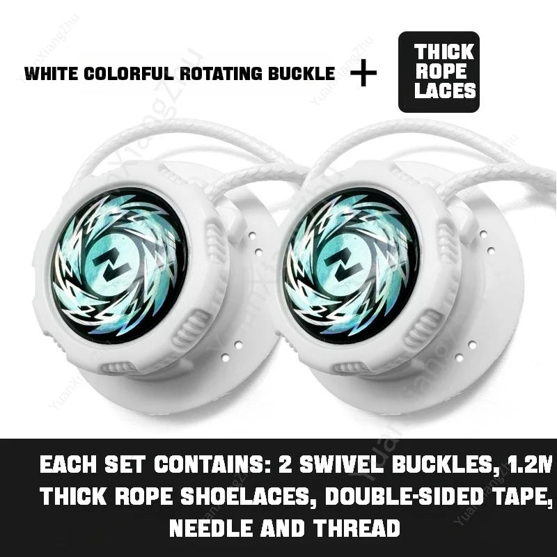 Automatic Swivel Buckle No-Tie Elastic Shoelaces for Adults and Kids White Dazzle / CHINA