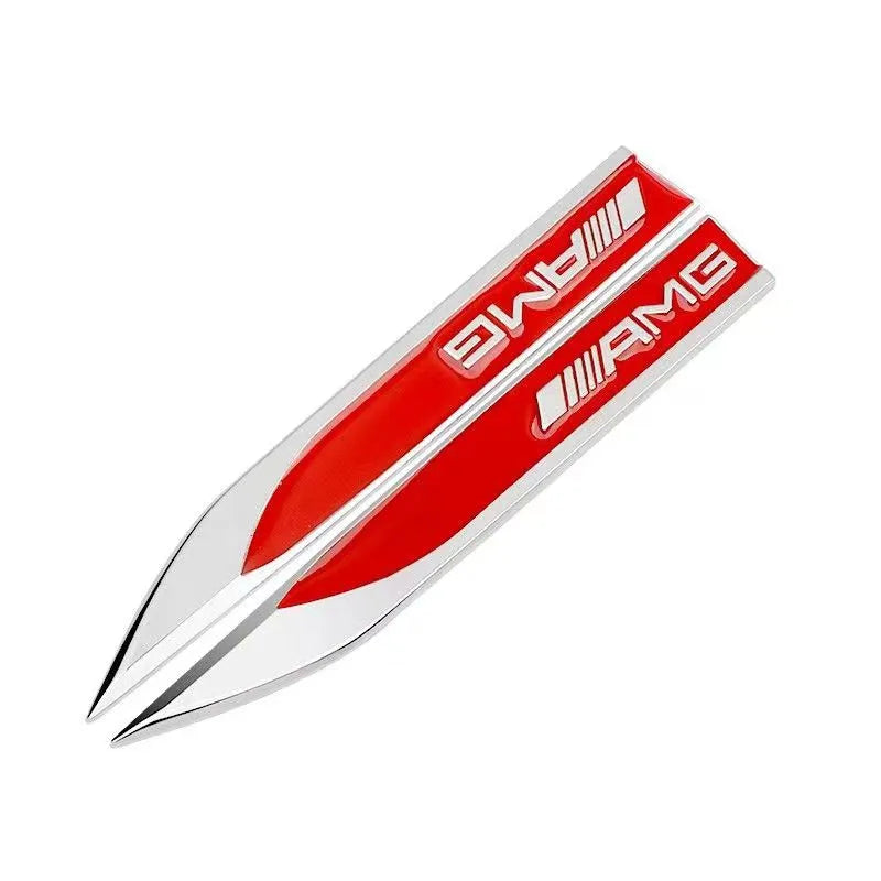 High-Quality 3D Metal Fender Emblem Badge Set for Mercedes-Benz Models W203 W204 W205 W210 W211 W212 W164 W176 CLA CLS SL GLA Style1 red