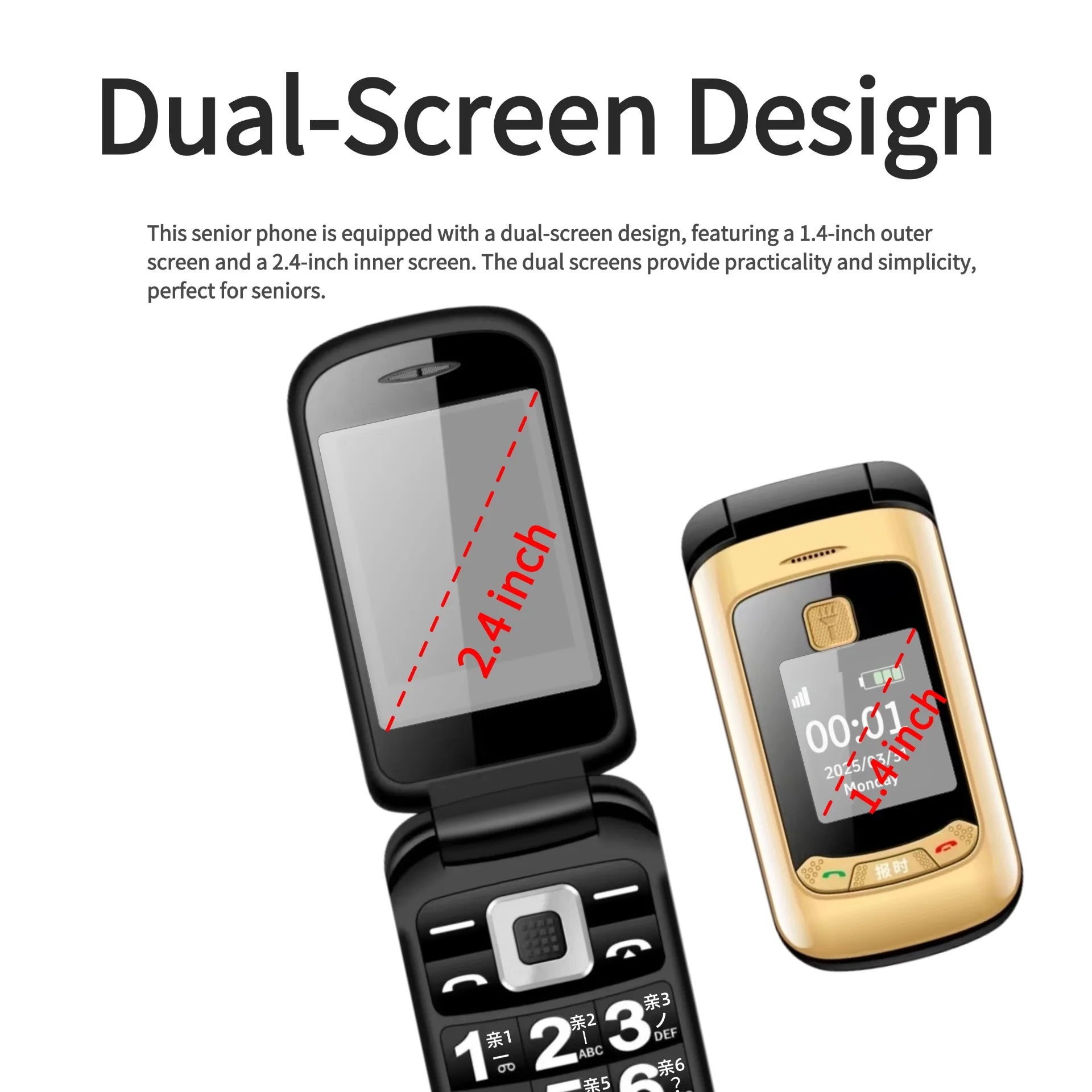 MAFAM Retro Flip Phone &ndash; Big Button Easy Dial SOS Ready