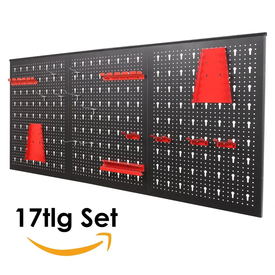 Pegboard Organizer 120x60cm Metal Storage Kit Raudona Toolboard