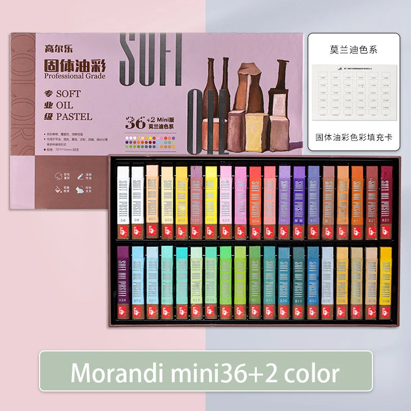 Kuelox Artistic Soft Oil Pastels Mini &ndash; Water Soluble 36-Mini morandi