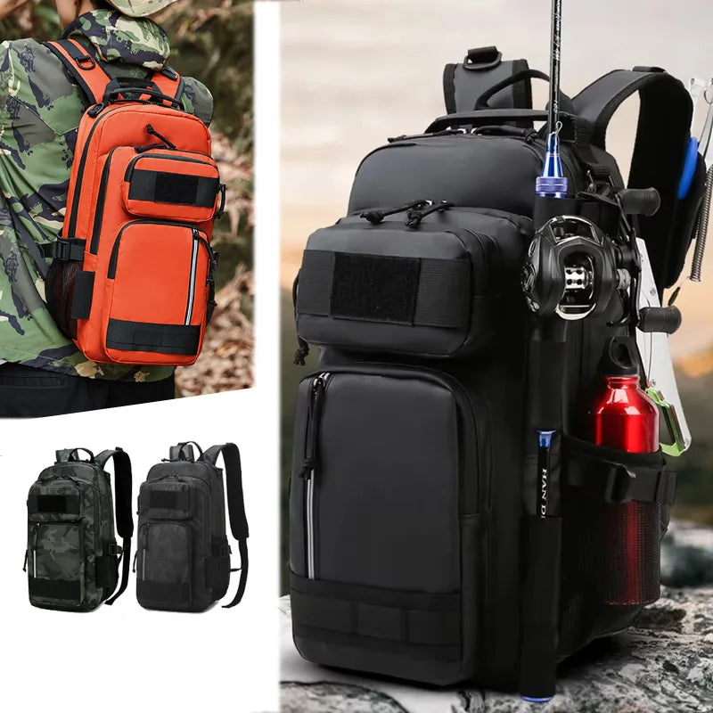Outdoor Ruckpack With Rod Holder &ndash; Durable Oxford Fabric