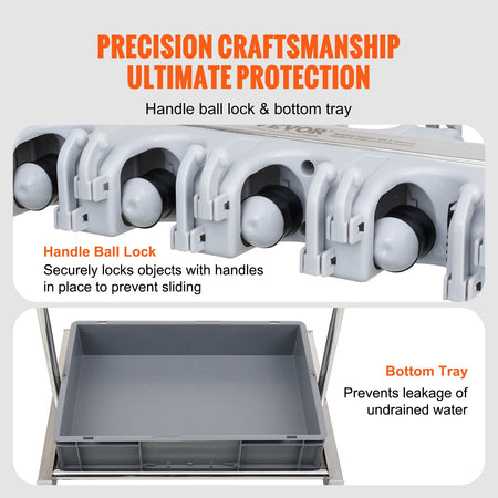 SucceBuy T60B Garden Tool Organizer &ndash; Wheel And Hook Storage