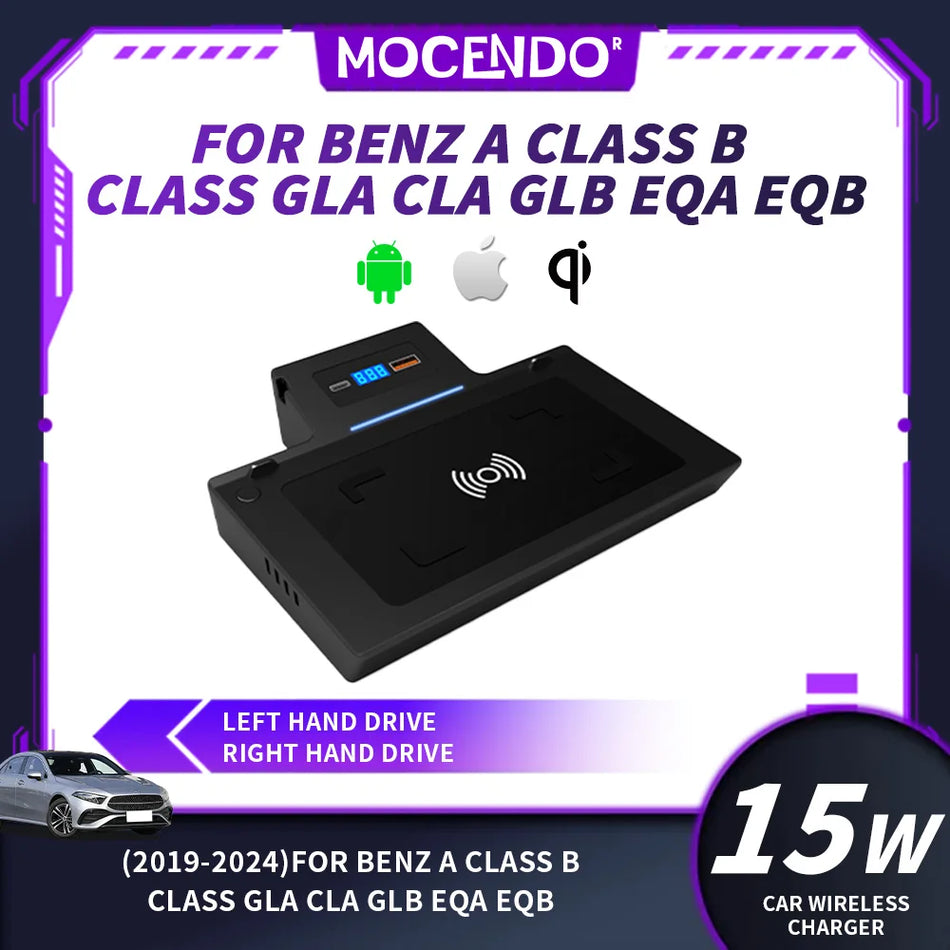 Безжично зарядно за кола с Qi бързо зареждане за Mercedes Benz A GLB CLA GLA