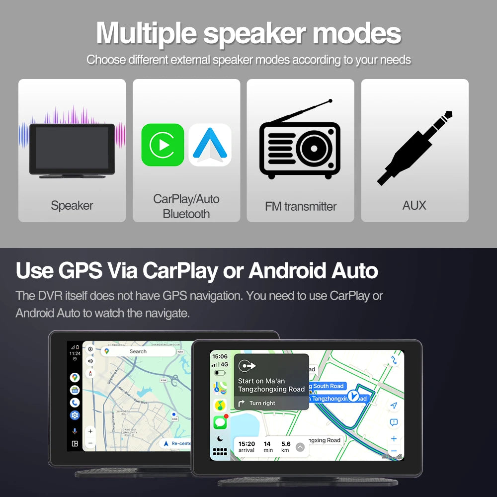4K Dashcam 7inch Screen Driving Recorder &ndash; Wireless CarPlay