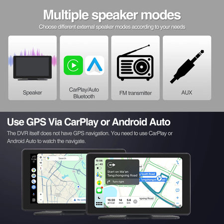 4K Dashcam 7inch Screen Driving Recorder &ndash; Wireless CarPlay