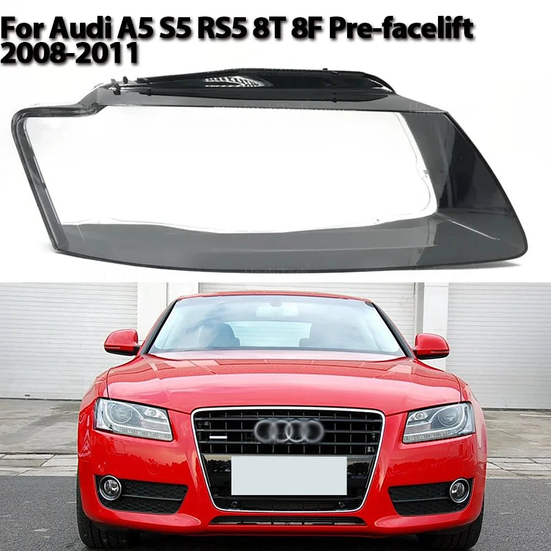 Aiškūs žibintų dangteliai Audi A5 S5 RS5 8T 8F prieš atnaujinimą 2008-2011