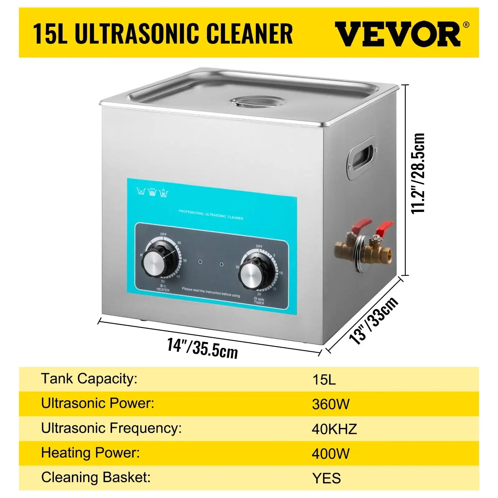 Portable Ultrasonic Cleaner 2To30L Electric For Home Office 15 L / United States