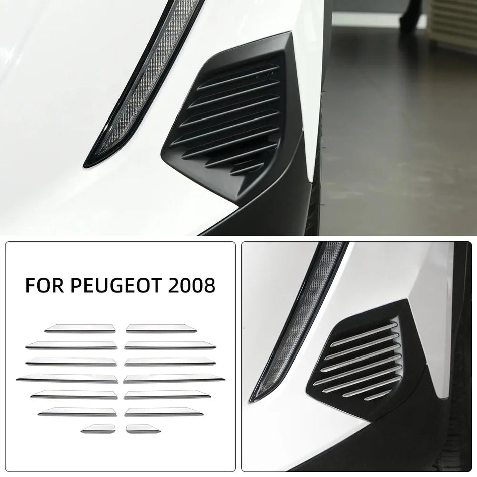 Ozdoba předních mlhových světel Peugeot 2008 nerezová ocel 14 kusů sady lišt