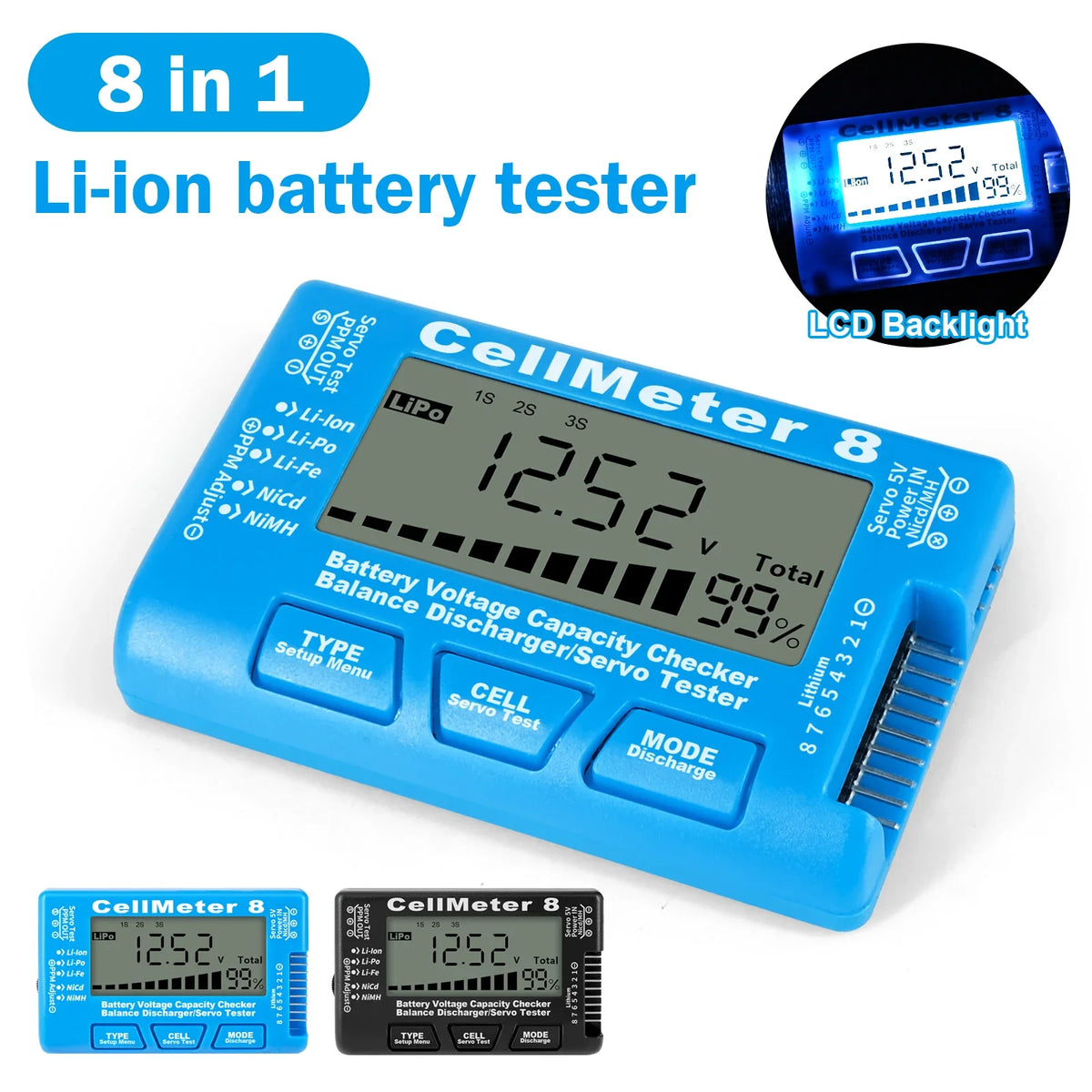 RC CellMeter 8 2-8S LiPo Li-lon Tester &ndash; Battery Meter