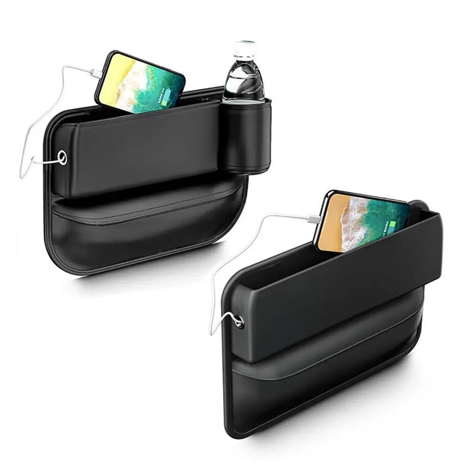 Car Seat Gap Storage Box Made Of PU Leather With Cup Holder by InterCyprus Trading Ltd