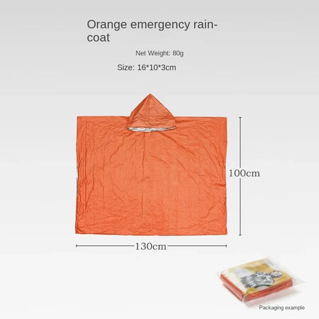 Emergency Rain Poncho &amp; Survival Blanket - Waterproof Gear for Outdoor Adventures Orange