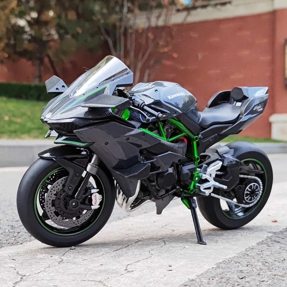 Modelo de Motocicleta Diecast H2R 1199 em Escala 1:9 com Som e Luz para Crianças