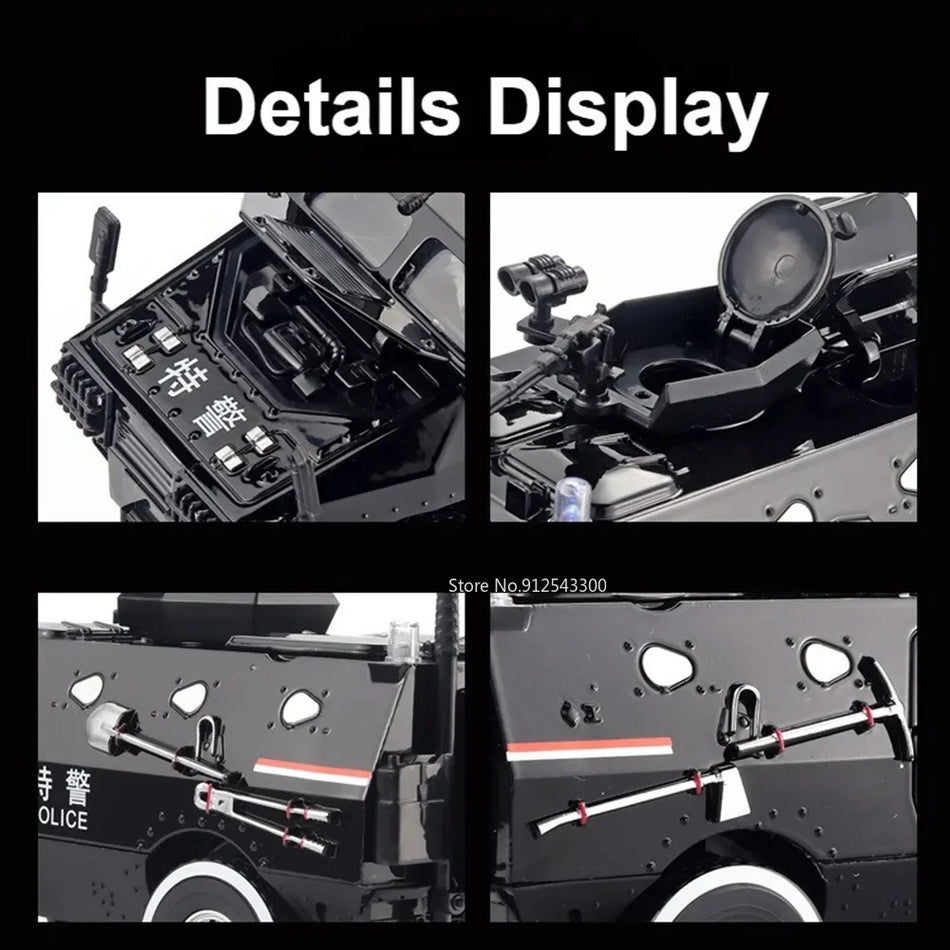 Jucărie din aliaj diecast de mașină blindată Riot la scară 1:24 pentru MINI AUTO