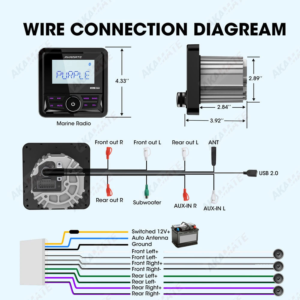 MS-20RV-1 &ndash; Bluetooth IPX5 Waterproof 200W Marine Stereo