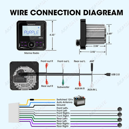 MS-20RV-1 &ndash; Bluetooth IPX5 Waterproof 200W Marine Stereo