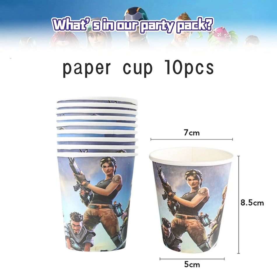 Fortnition igra pucanja za rođendansku zabavu - tanjuri i stolnjak s crtanim alpaka lamama