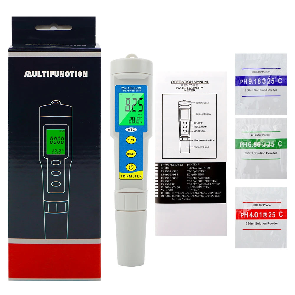 Waterproof PH TDS EC Meter &ndash; All In One Water Tester