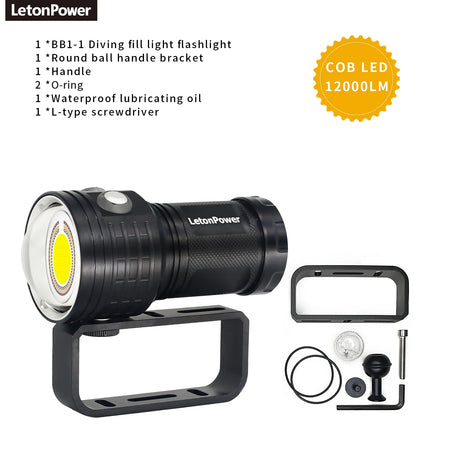 LeTon 27 LED Underwater Photography Light &ndash; 20000 Lumens Brightness BB1-1X / 4 batterys