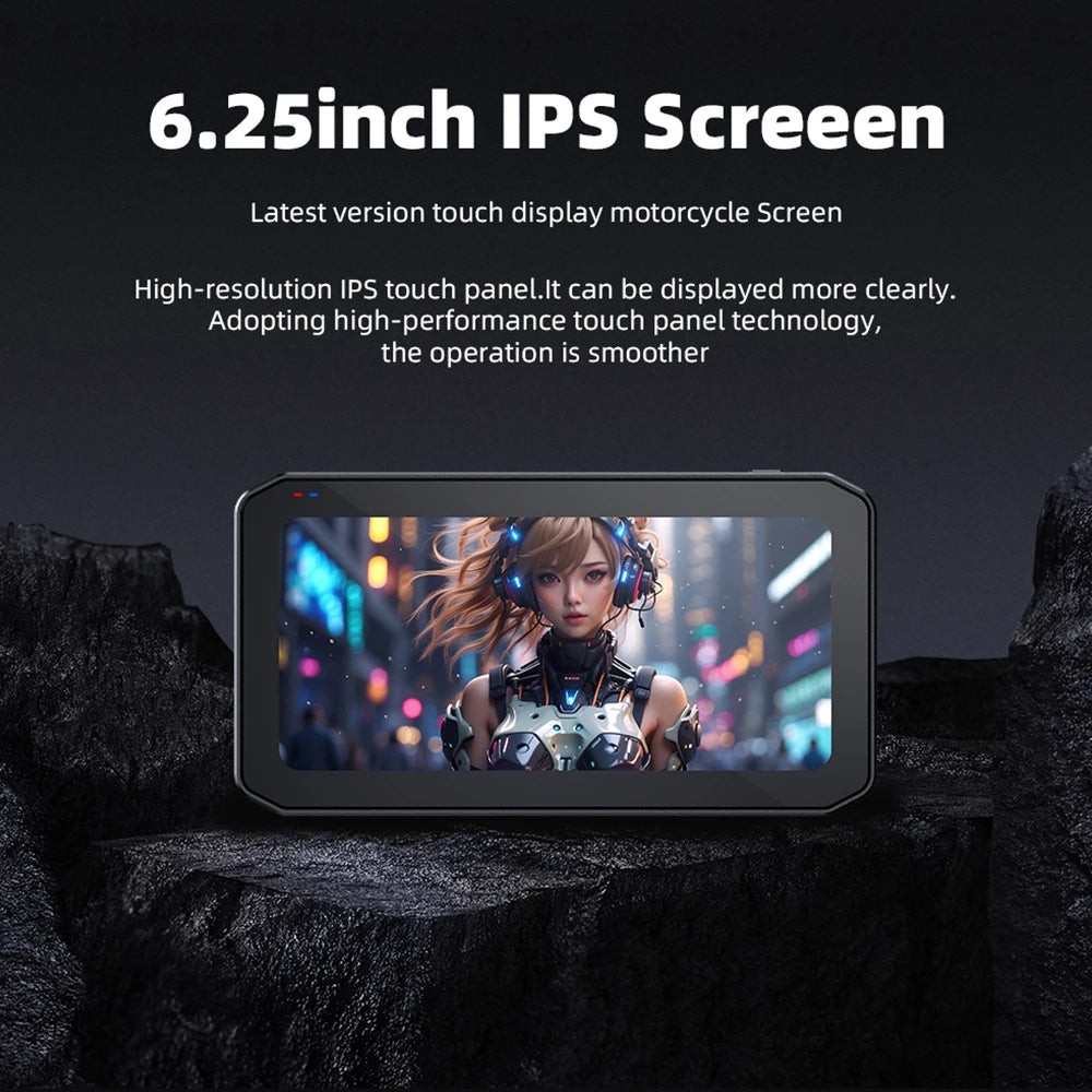EKIY 6.25 Inch Portable Digital Motorcycle Dashboard &ndash; Wireless CarPlay and Android Auto