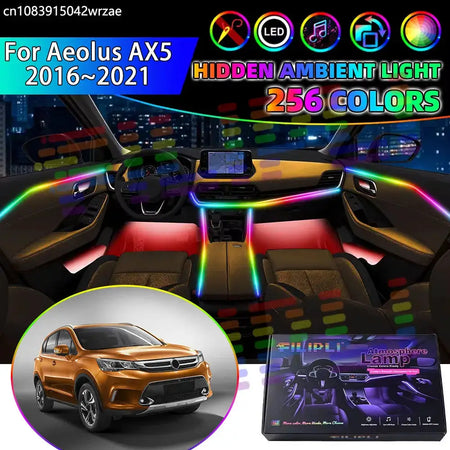For Aeolus AX5 2016~2021 2017 RGB Car Interior Ambient Lights Strips Breathing Lighting Kit App Control LED strips Accessories by InterCyprus Trading Ltd