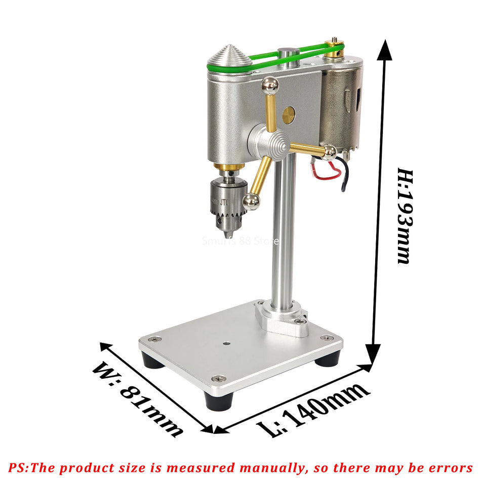 Kovová mini stolní vrtačka s nastavitelným tlakem, přesnost pro modely