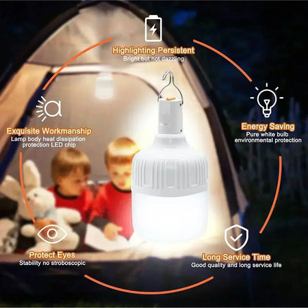 60W Rechargeable LED Light Bulb Lantern for Camping &amp; Emergencies