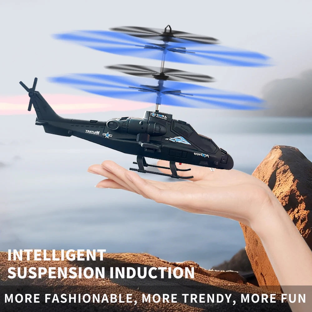 Induction Suspension Helicopter &ndash; Infrared Control with LED Lights bule / OneSize