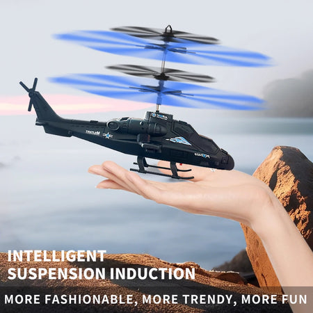 Induction Suspension Helicopter &ndash; Infrared Control with LED Lights bule / OneSize