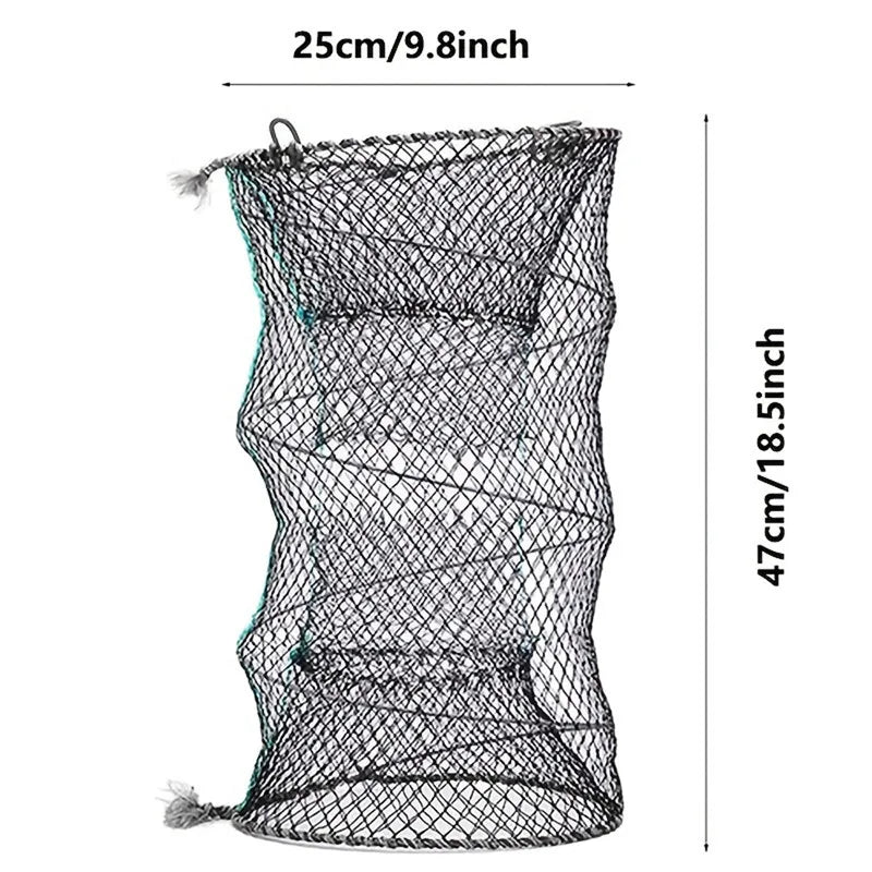Portable Foldable Crab Trap Net for Fishing - Collapsible Shrimp &amp; Lobster Cage black
