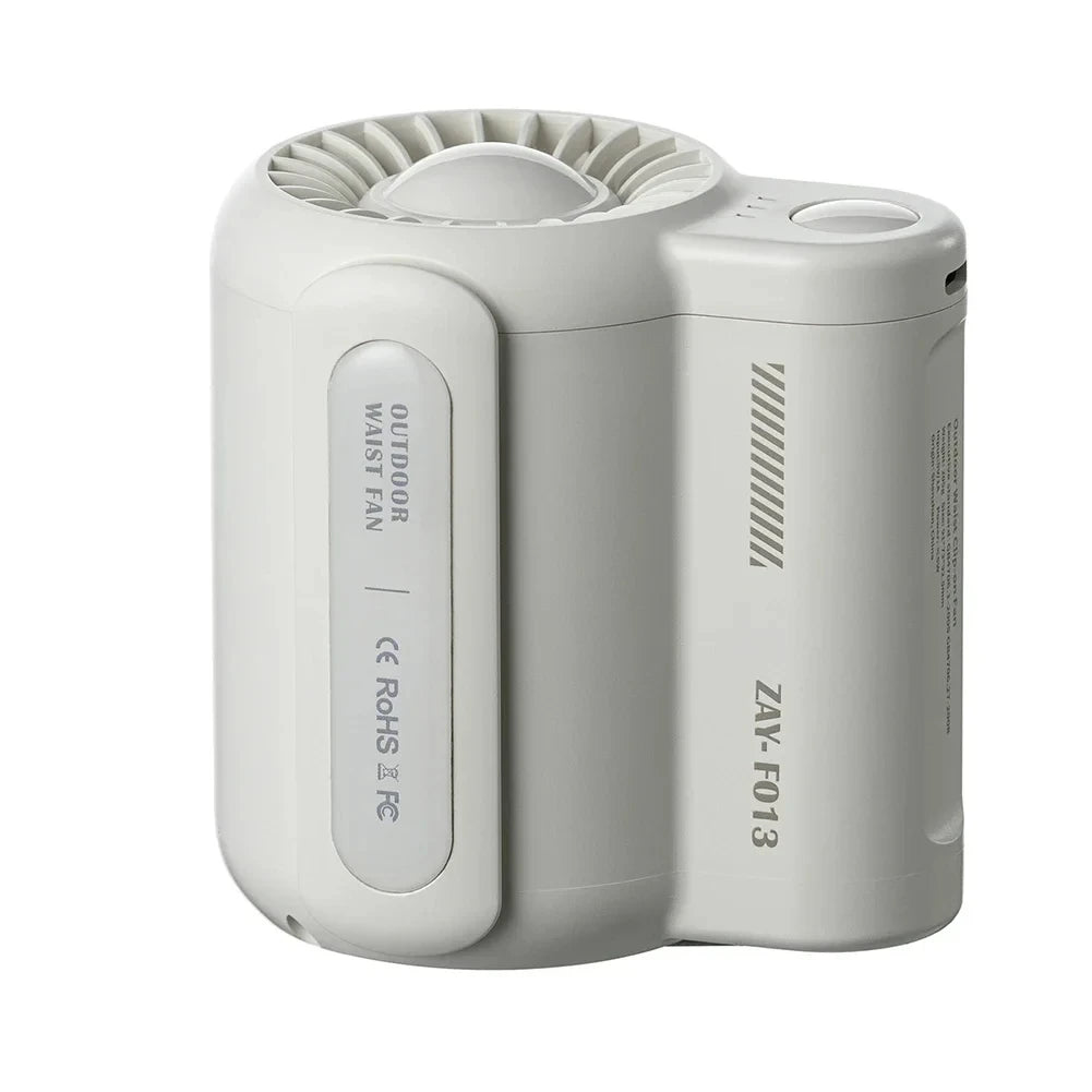 Portable Rechargeable Waist Fan Mini &ndash; 4500mAh Long Runtime white
