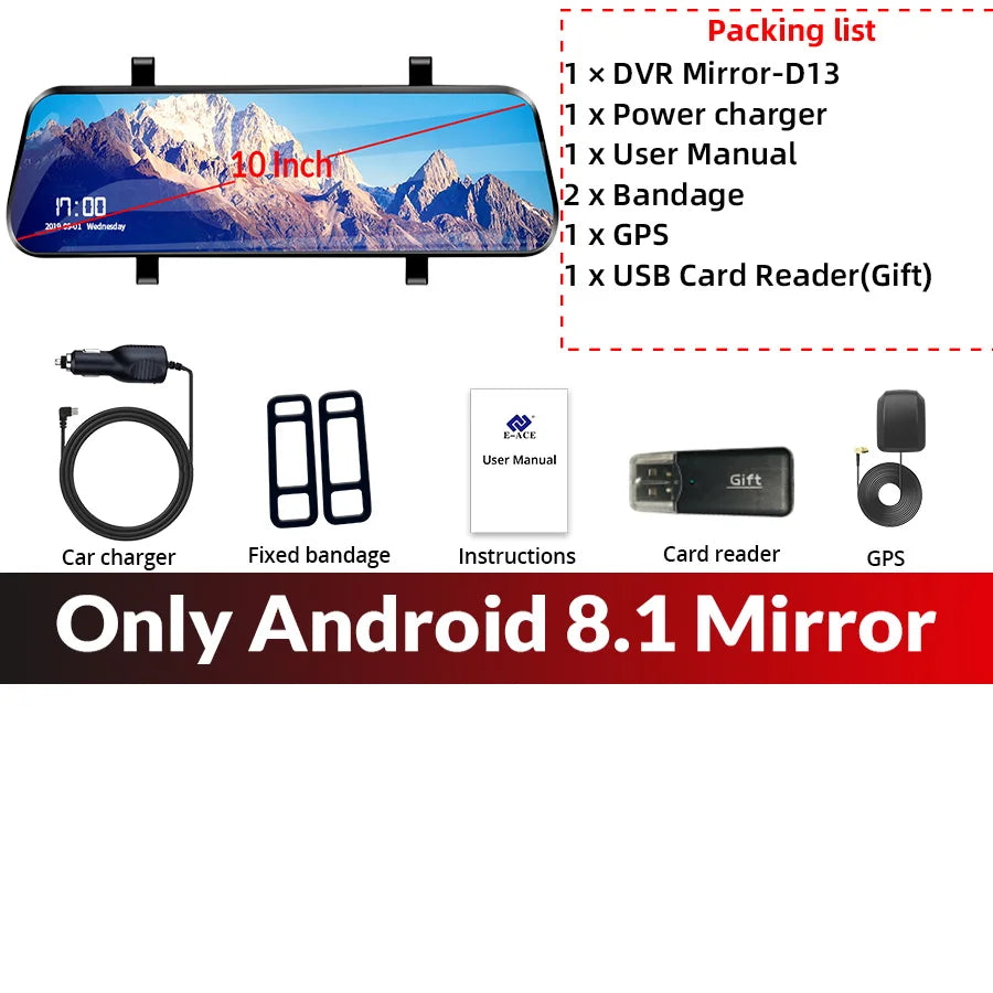 AEECO 4G Car DVR Mirror - 1080P Dual Lens Night Vision