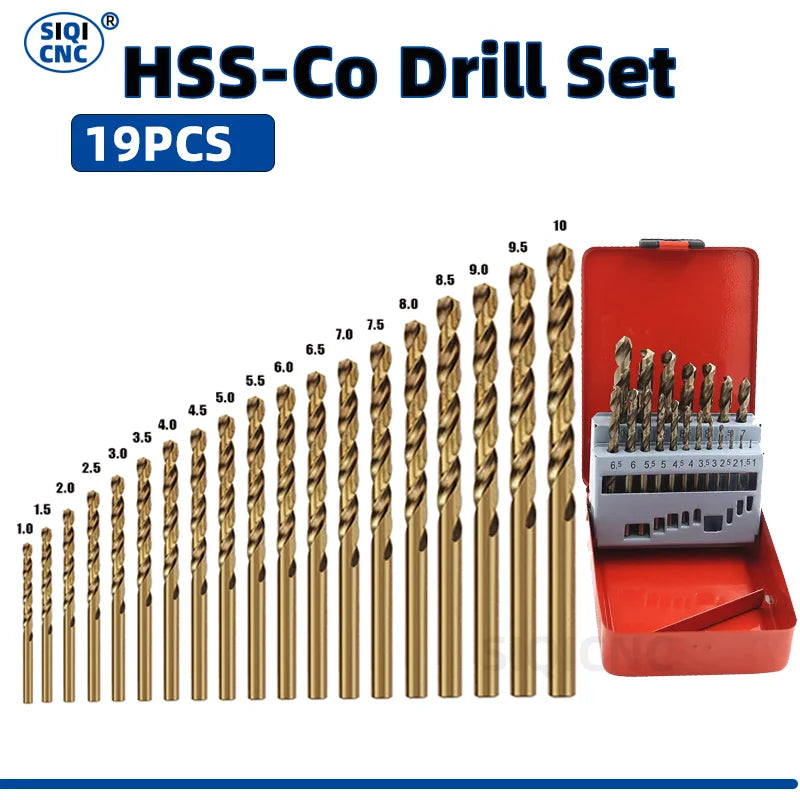 Cobalt High Speed Steel M35 Twist Drill Bit Set for Metal &amp; Stainless Steel