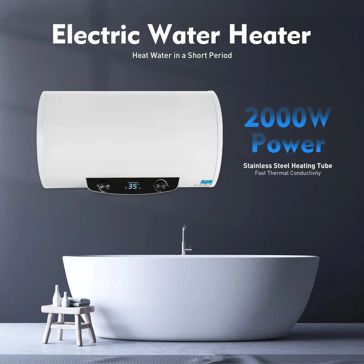 Electric Water Heater 50/70L &ndash; Temperature Control 77-167F