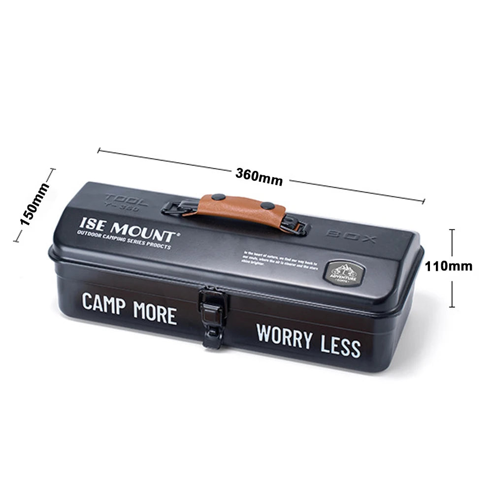 LIXADA Outdoor Tools Storage Box - Durable Iron With Handle Black-1