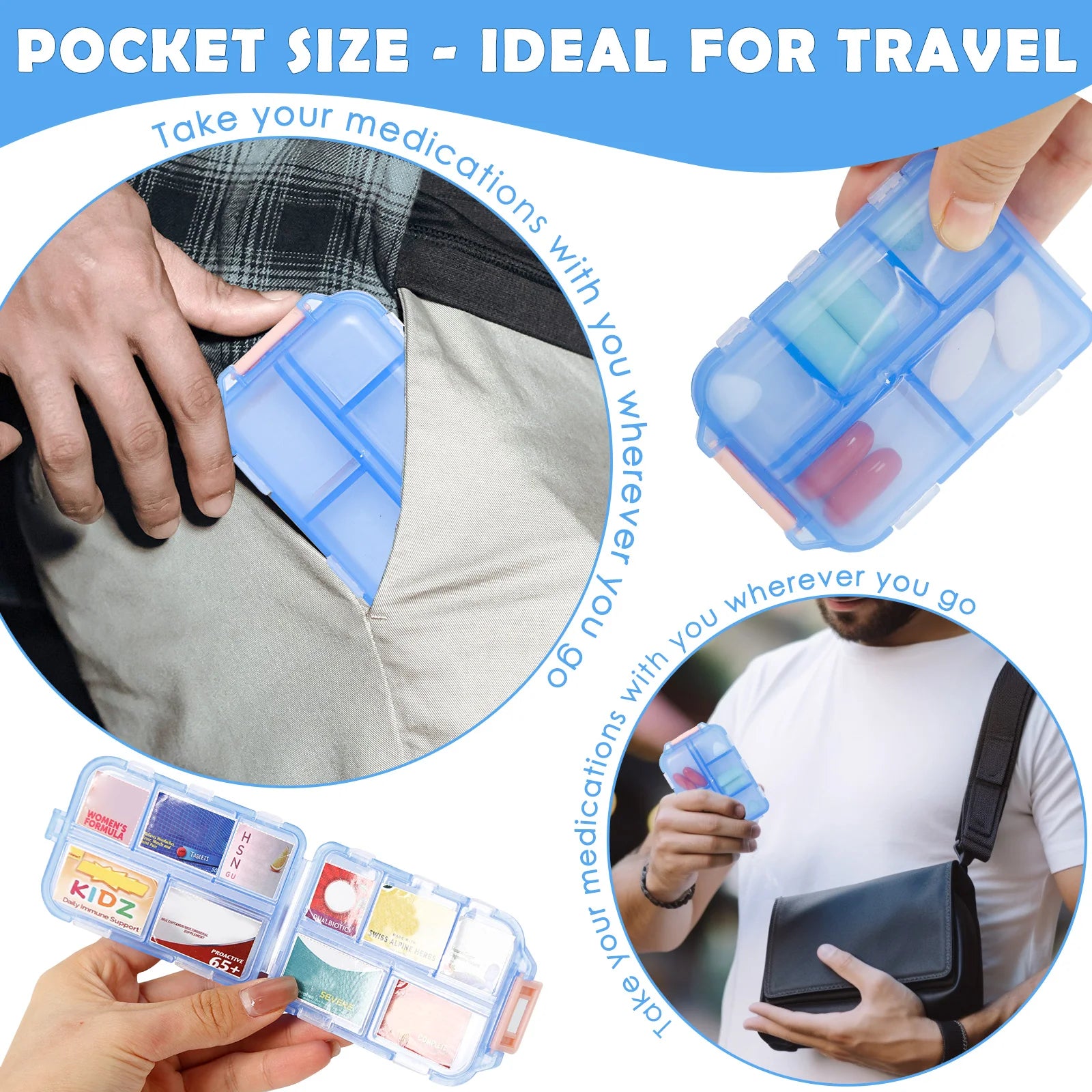 Pill Organizer 10 Compartments &ndash; Includes 175 Labels