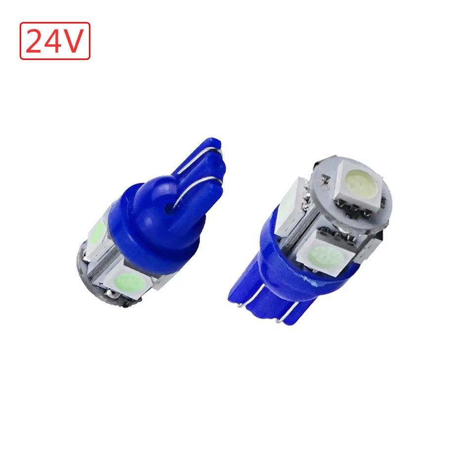 Ampoule LED bleue ANGRONG pour camion HGV, coin 5 SMD, sans culot, 24V