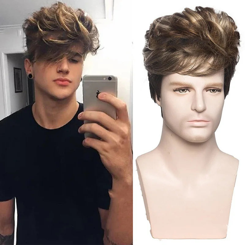 Short Silver Gray Wig for Men - Stylish Layered Cosplay &amp; Daily Use