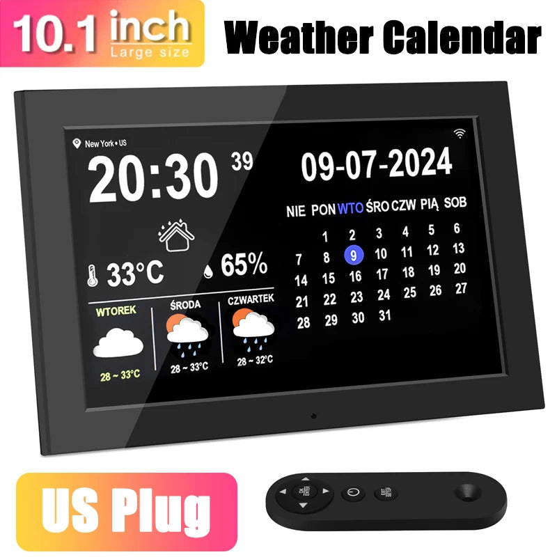 Digital Calendar Clock DC810-B &ndash; Touch Screen Display Feature Black-US