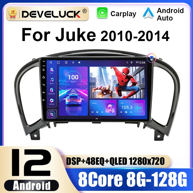 2Din Android 12 Auto Rádio Nissan Juke 2010 2014 CarPlay