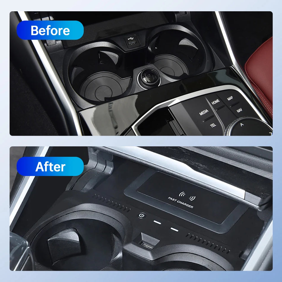 Chargeur de voiture sans fil Qi pour BMW G20 G21 G22 G28 séries 3 4 LHD