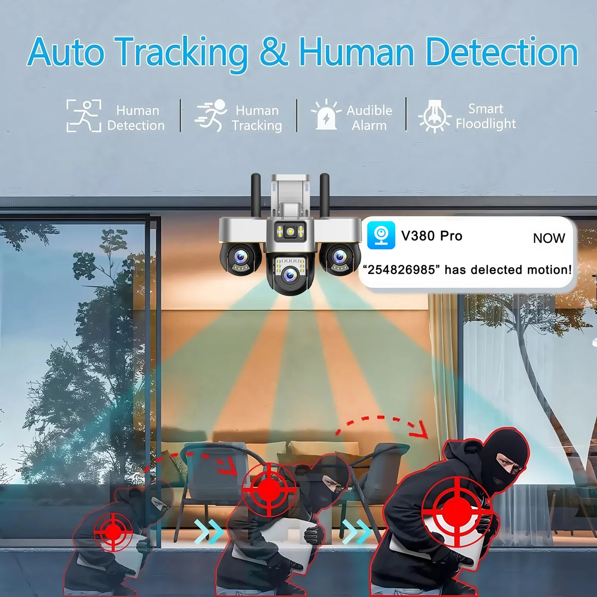 15MP Three Screens IP Camera Wireless Outdoor Three Lens PTZ Lens Audio Human Auto Tracking Surveillance Wifi Cameras Waterproof