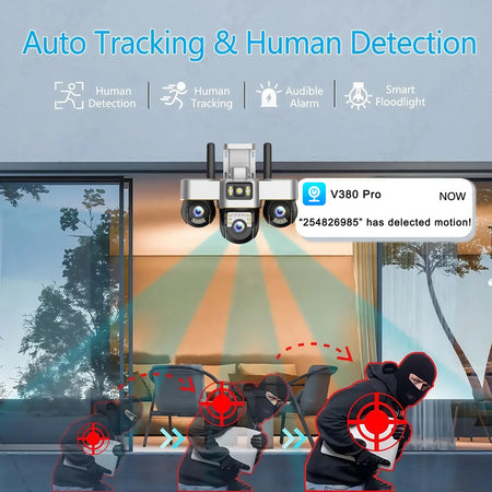 15MP Three Screens IP Camera Wireless Outdoor Three Lens PTZ Lens Audio Human Auto Tracking Surveillance Wifi Cameras Waterproof