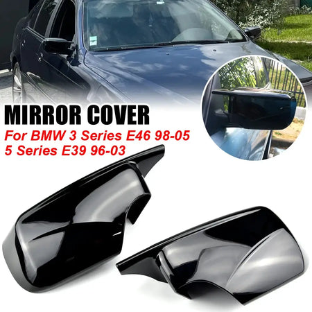 Black Side View Mirror Cover Caps for BMW E46 E39 Sedan by InterCyprus Trading Ltd