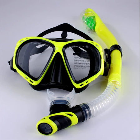 QYQ Professional Diving Mask Set &ndash; Waterproof Full Dry Snorkel System Yellow / CN