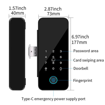 LUCKING DOOR B16-tuya Glass Door Lock &ndash; App Bluetooth Entry