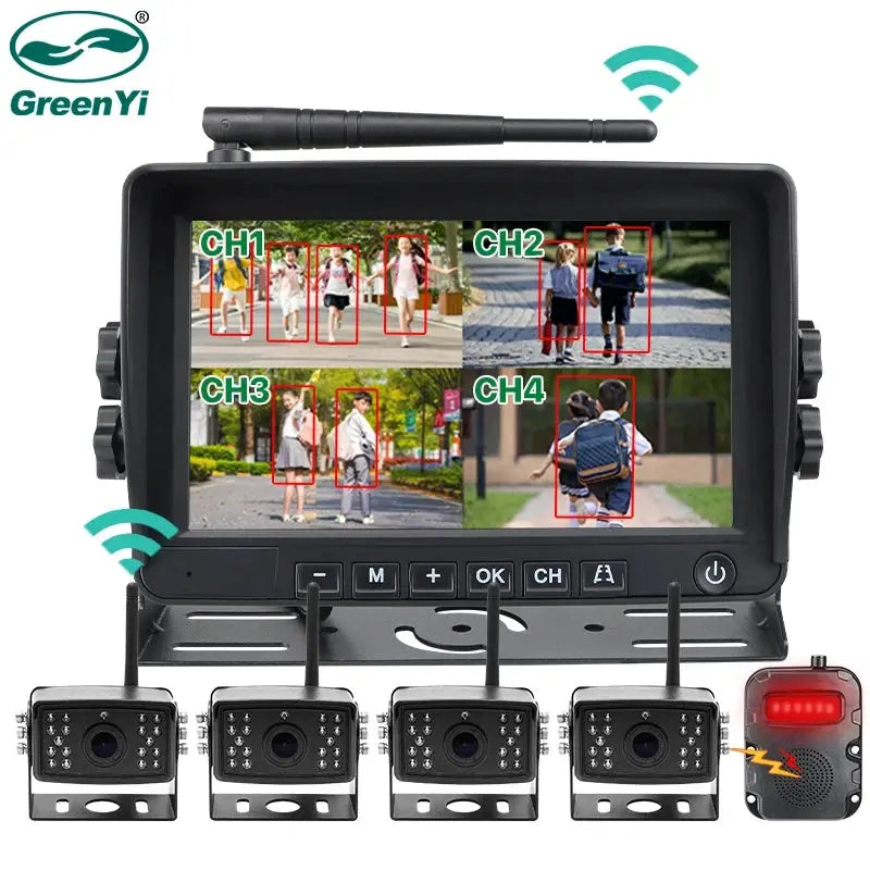 7 Inch Split Screen Monitor With AHD Backup Camera And BSD Radar by InterCyprus Trading Ltd
