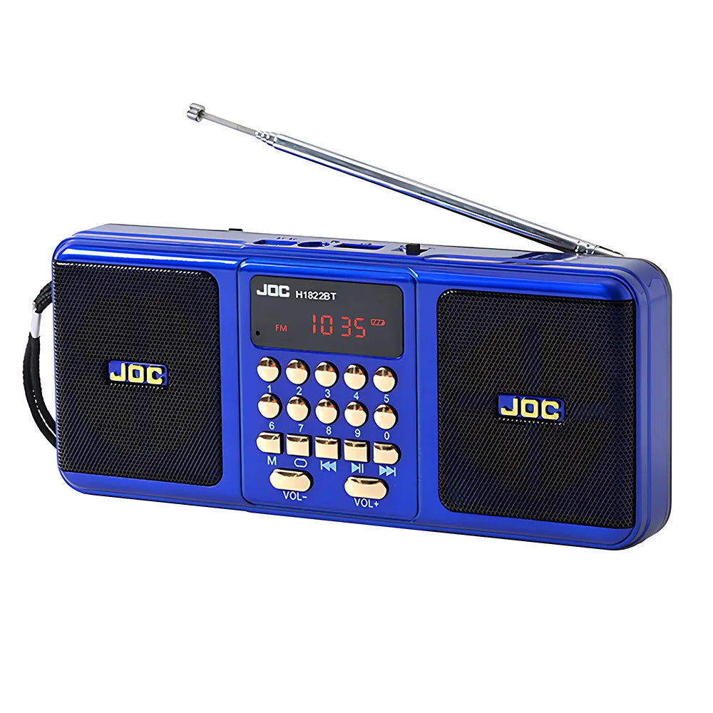 Portable Wireless FM Radio Speaker with Bluetooth and Rechargeable Battery Blue