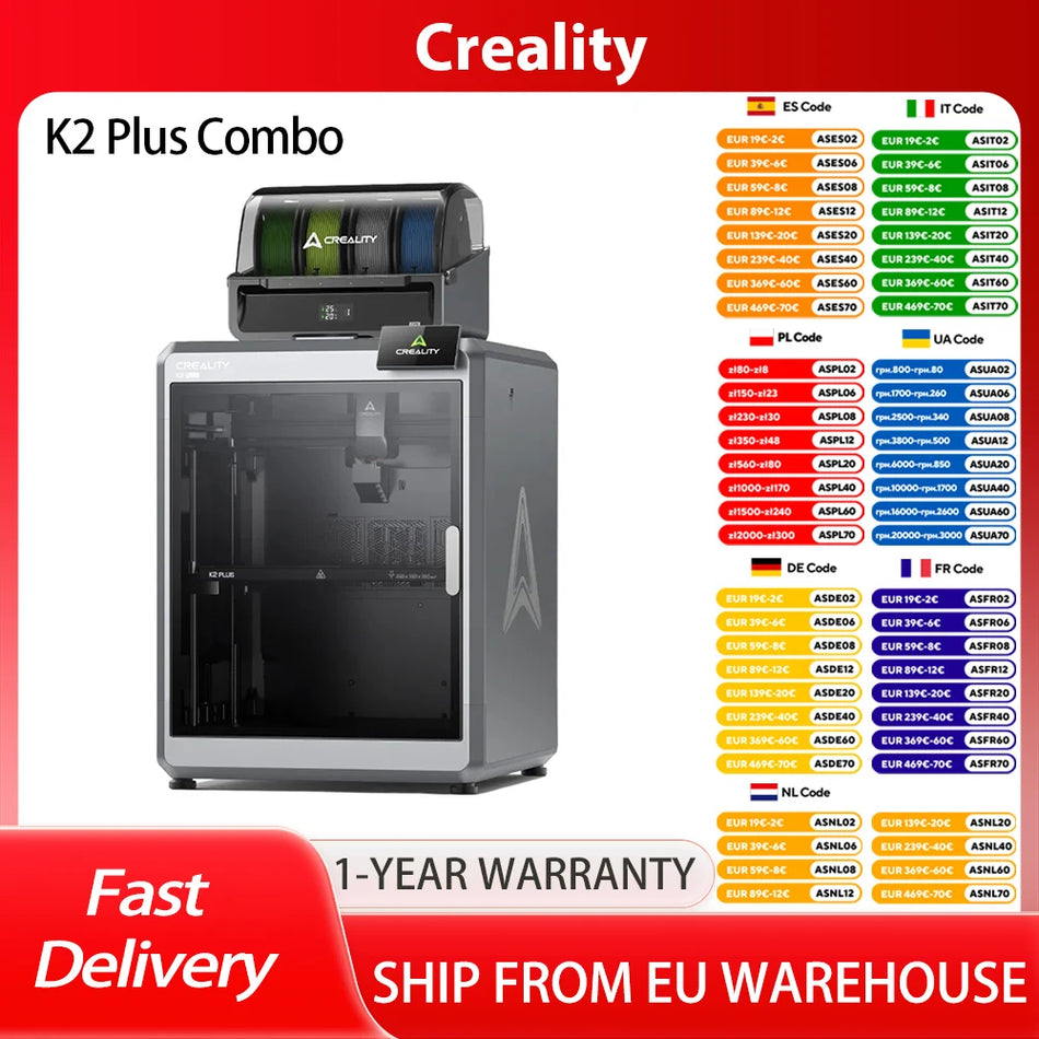 Creality K2 Plus Combo Stampante 3D Autolivellante Stampa Multicolore Estrusore Apus Motori a Circuito Chiuso FOC 350x350