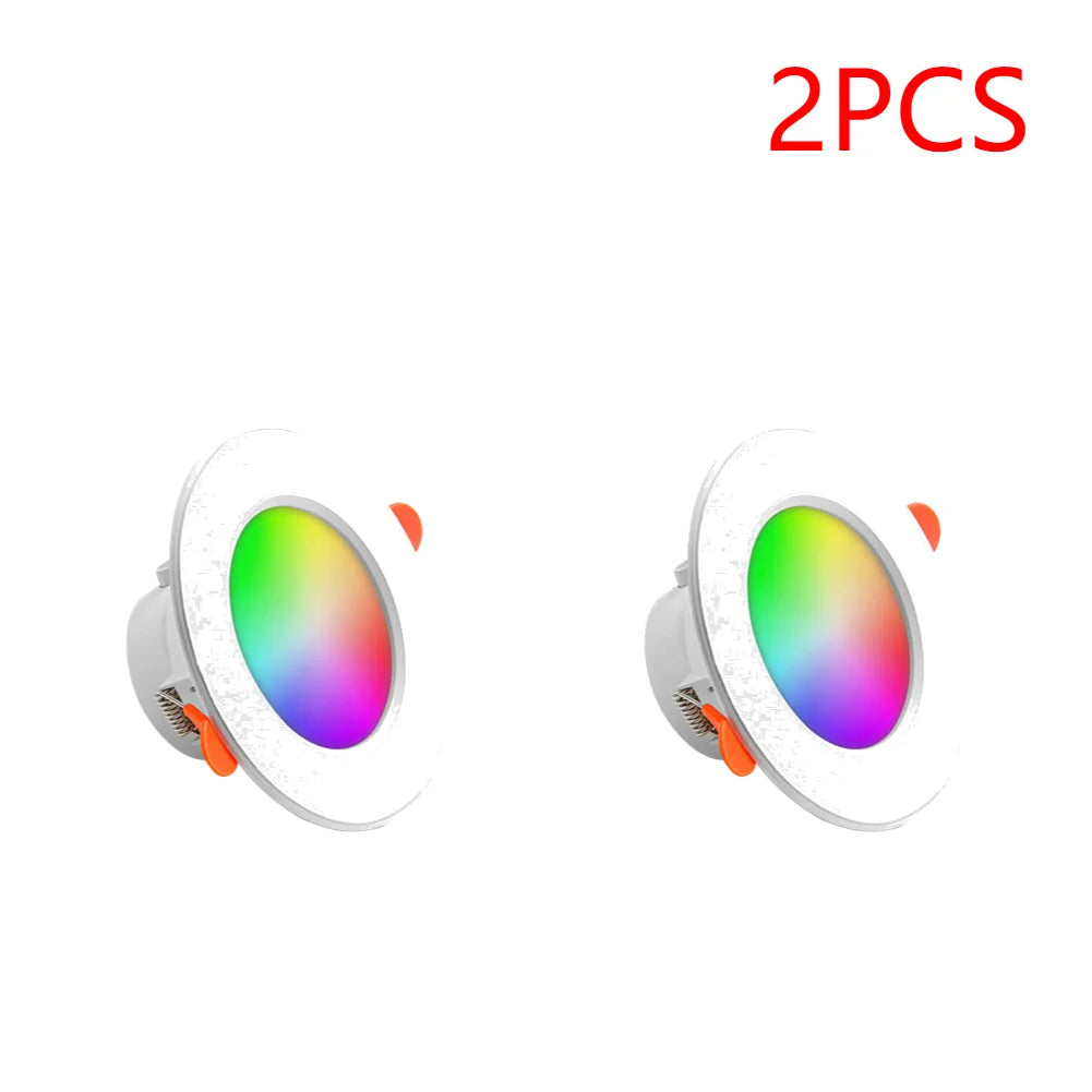 1-10PCS 10W Smart LED Downlight Bluetooth Ceiling Lamp RGB Lamp APP Remote Control Color Changing light for Google Alexa Home 2PCS